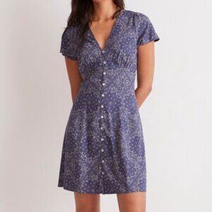 madewell // blue Shirred Button-Front Mini Dress paisley print 6